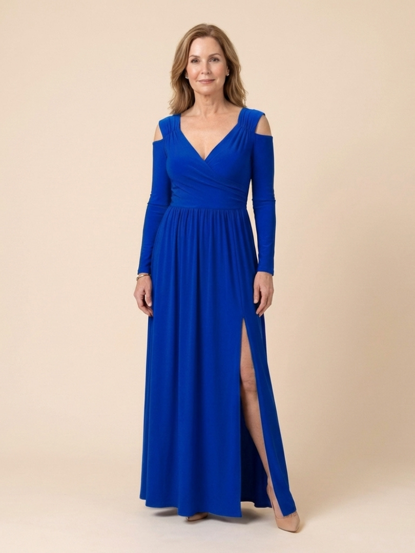 Althea | Robe Maxi À Manches Longues En V Avec Fente