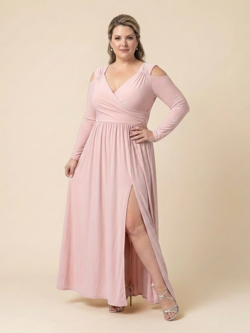 Althea | Robe Maxi À Manches Longues En V Avec Fente