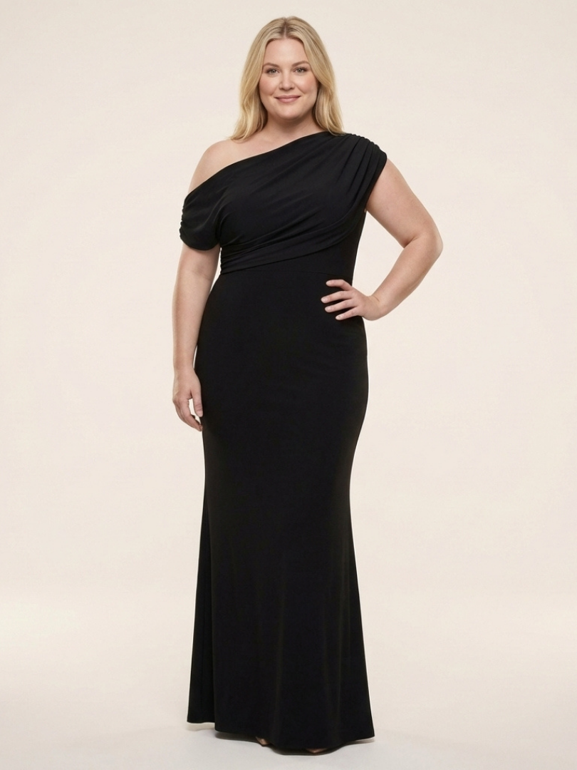 Calista | Robe Maxi Drapée à Épaule Dénudée