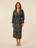 Corinna | Robe Midi à Manches Longues et Décolleté en V Twist
