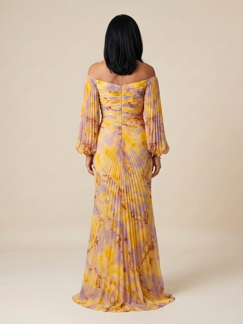 Eulalie | Robe Maxi Longue à Manches Longues Décollée