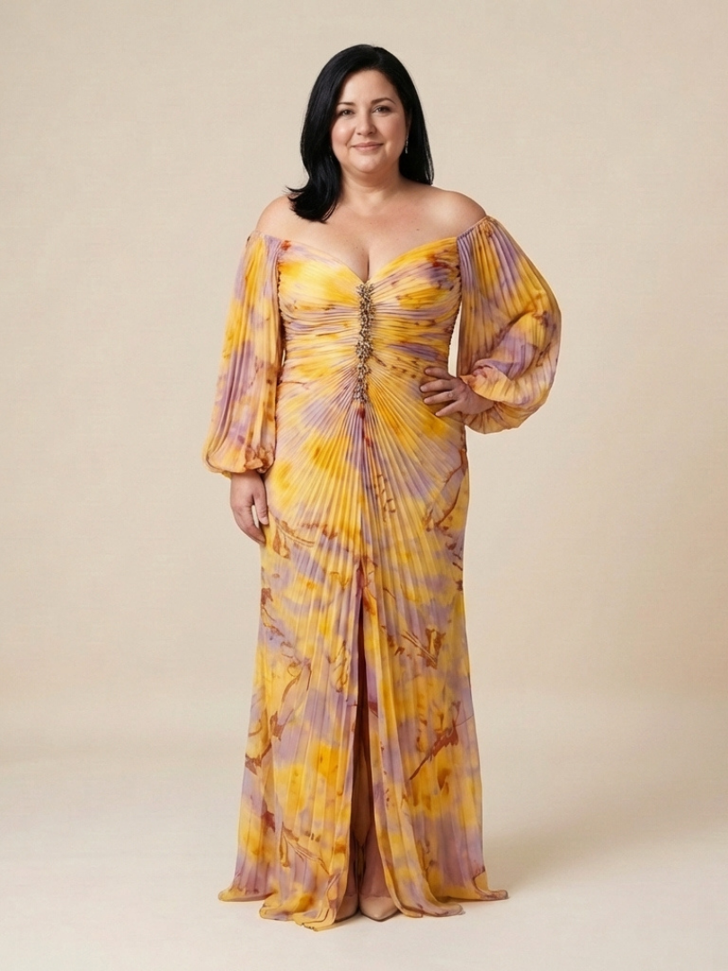 Eulalie | Robe Maxi Longue à Manches Longues Décollée