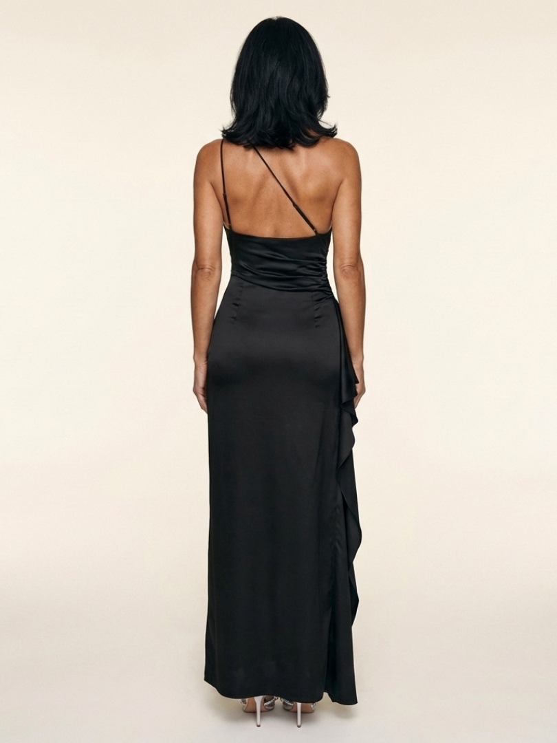 Selene | Robe Maxi Drapée à Épaule Unique