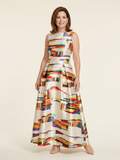 Valeria | Robe Maxi Plissée Sans Manches à Col Rond