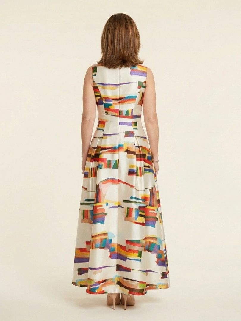 Valeria | Robe Maxi Plissée Sans Manches à Col Rond