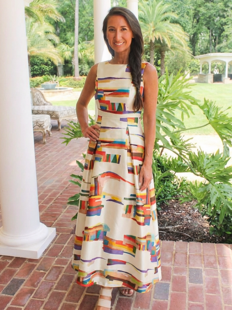 Valeria | Robe Maxi Plissée Sans Manches à Col Rond