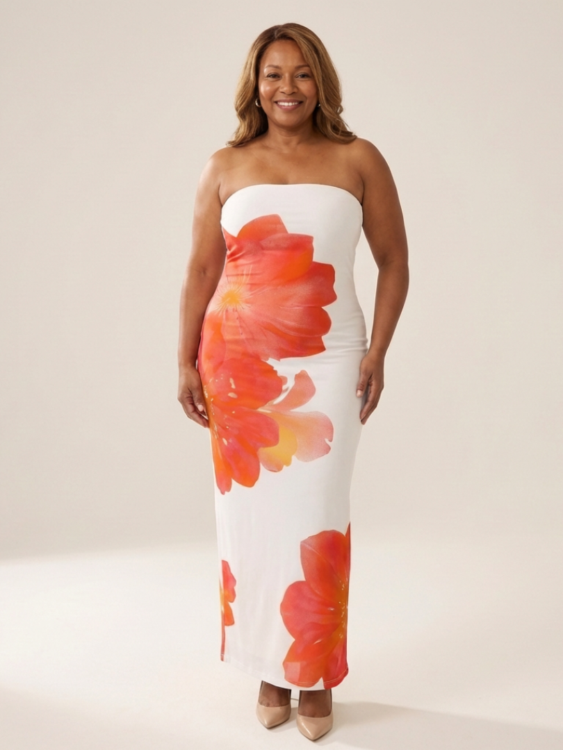 Oriana | Robe Maxi Fleurie Sans Bretelles