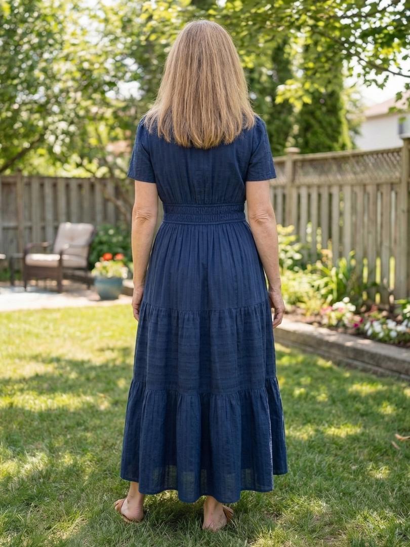 Odelia | Robe Maxi à Manches Courtes à Volants