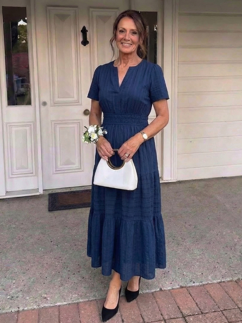 Odelia | Robe Maxi à Manches Courtes à Volants