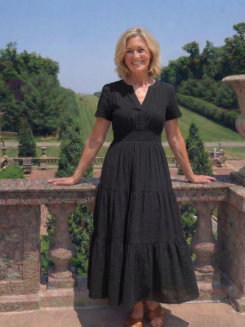 Odelia | Robe Maxi à Manches Courtes à Volants