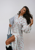 Robe Chemise Brodée à Cœurs Surdimensionnée d'Été