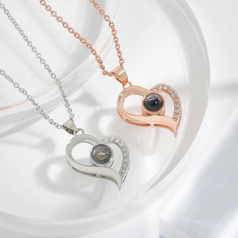Collier romain | Rose éternelle et collier cœur | Coffret cadeau de luxe