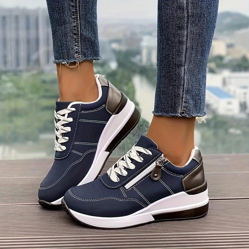 Baskets Orthopédiques Femme | Semelle Wedge avec Fermeture Éclair & Lacets