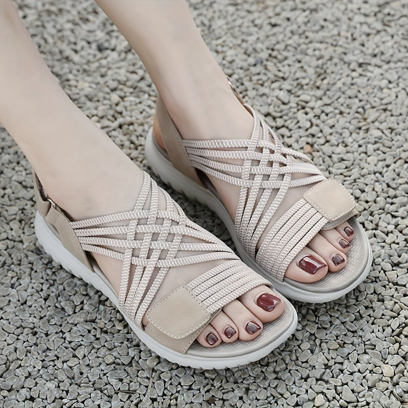 Sandales orthopédiques femmes | Bandes tressées élastiques & semelle légère