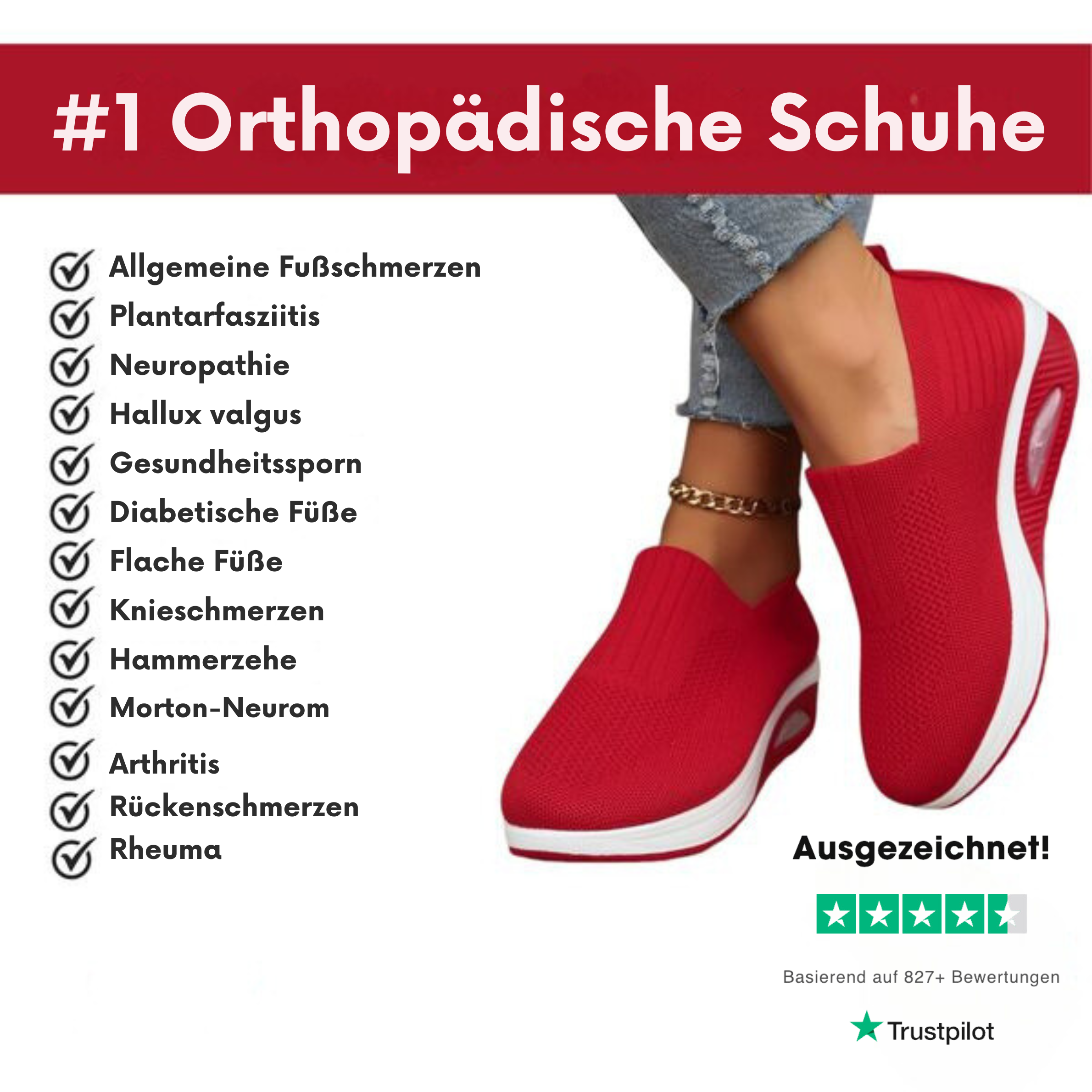Chaussures orthopédiques pour soulager la douleur femmes | Semelle amortissante & Enfilage facile