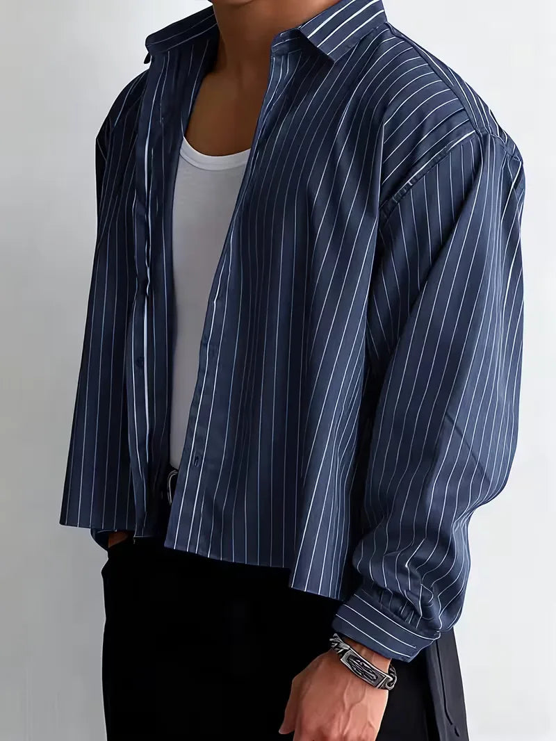 Chemise Homme Oversized | Rayée Verticalement & Coupe Détendue