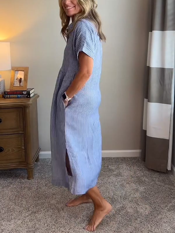 Robe Chemise Femme | Style Classique Rayé & Confort Aérien