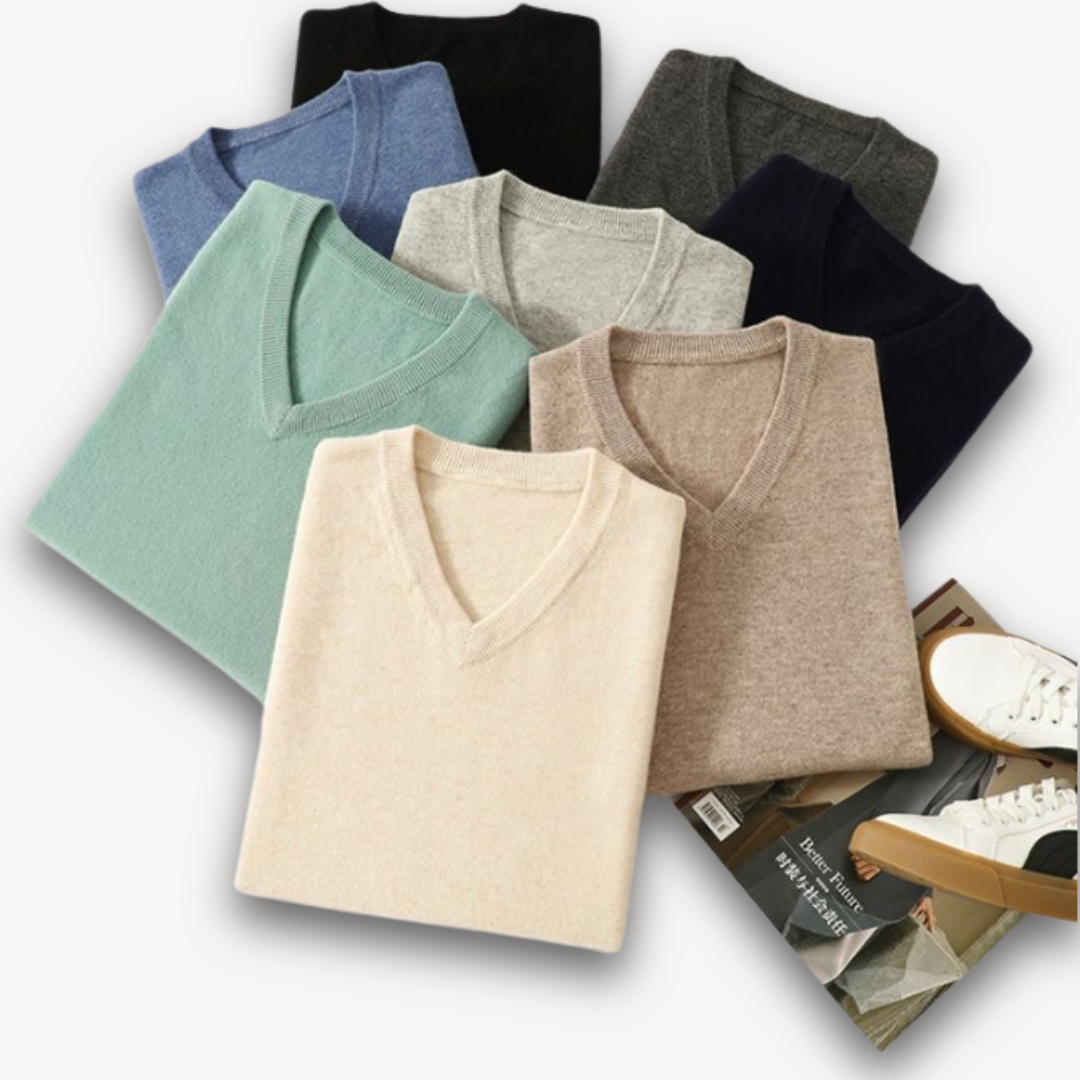 Pull V en Cachemire Luxe pour Hommes – Doux, Élégant et Respirant