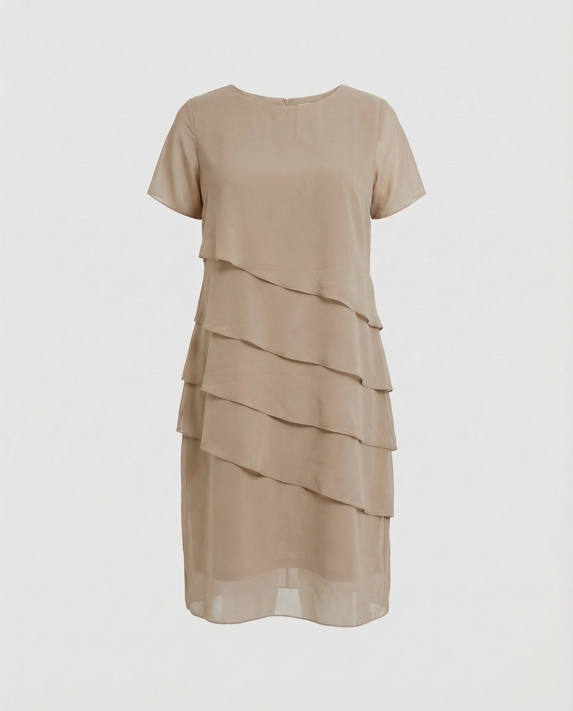 Robe pour femmes avec encolure ronde, manches courtes et superposition transparente à plusieurs couches | Mode Heidi