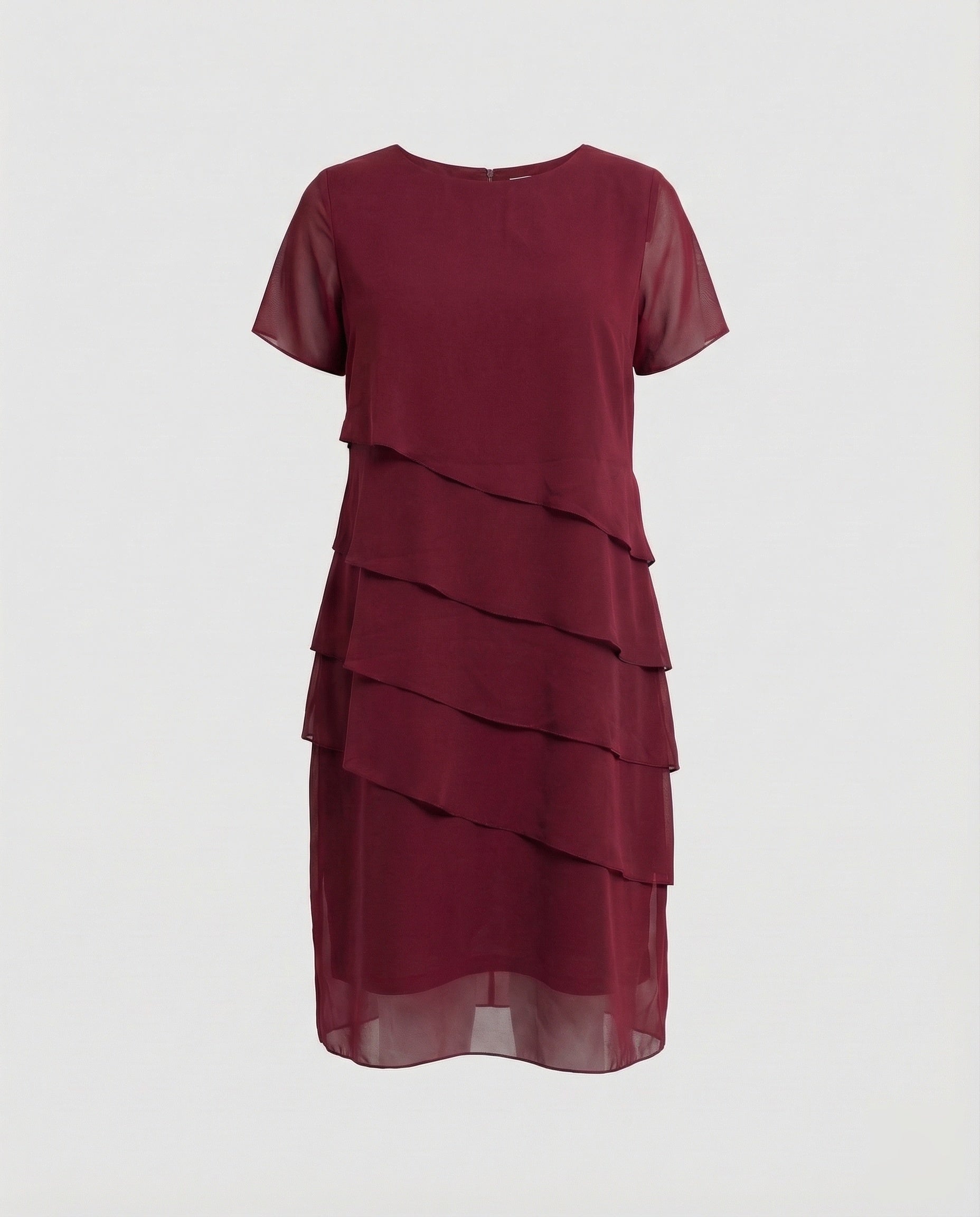 Robe pour femmes avec encolure ronde, manches courtes et superposition transparente à plusieurs couches | Mode Heidi