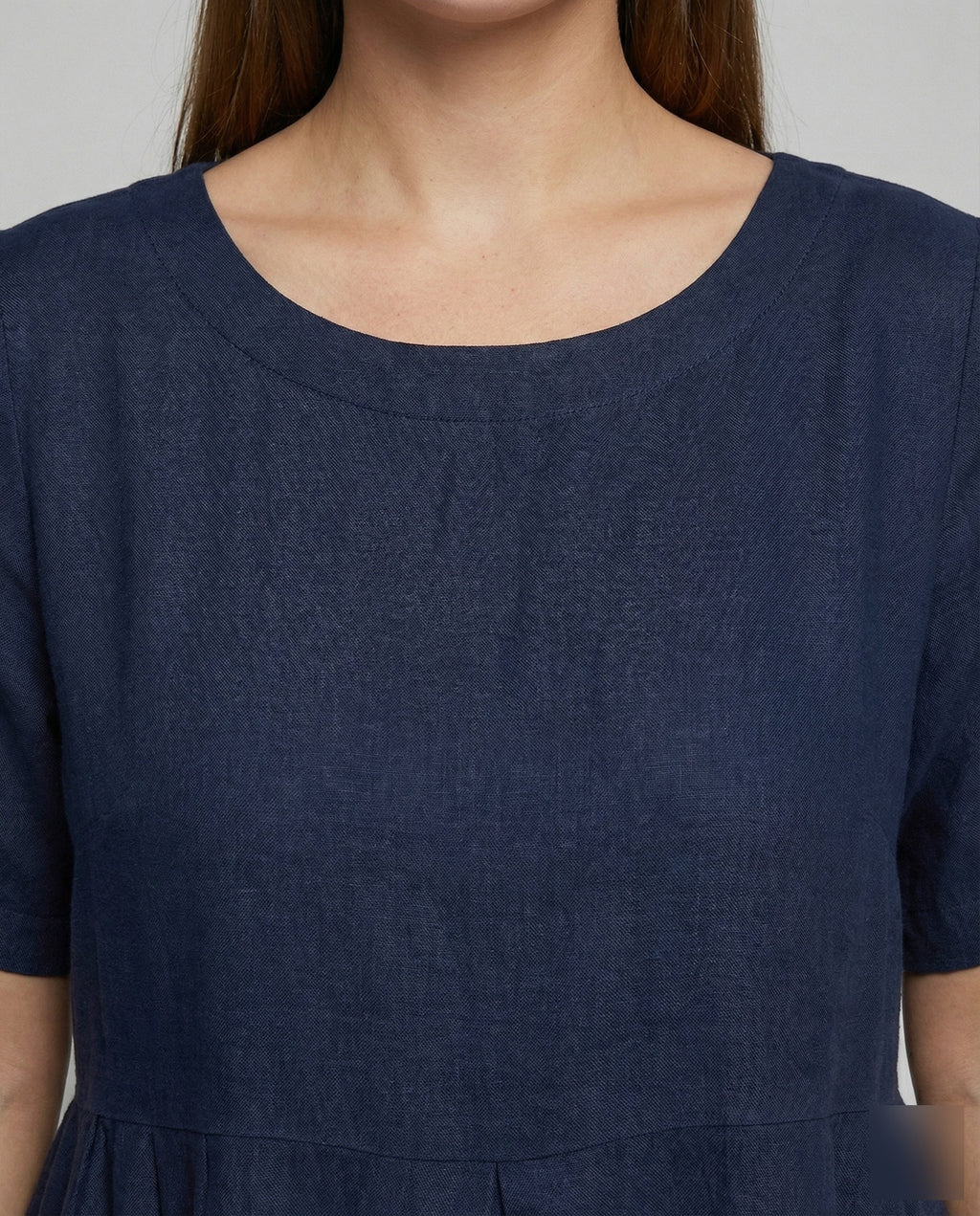 Robe Maxi en Lin avec Plis Avant Flottants pour Femmes