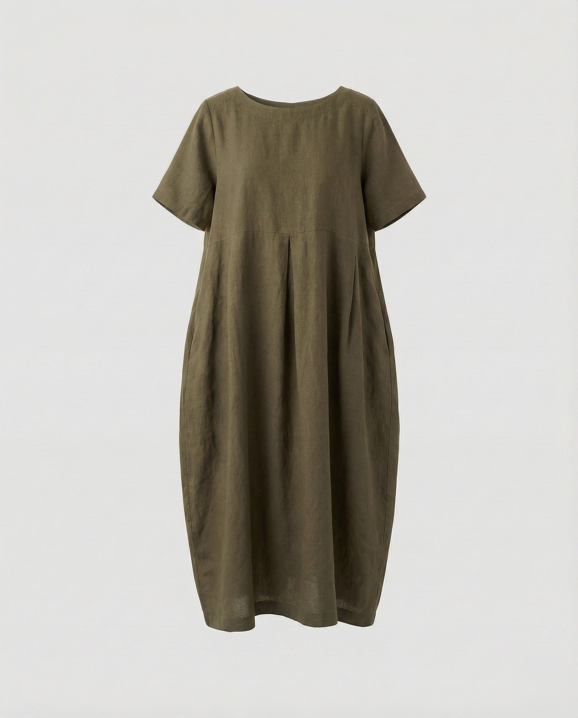 Robe Maxi en Lin avec Plis Avant Flottants pour Femmes