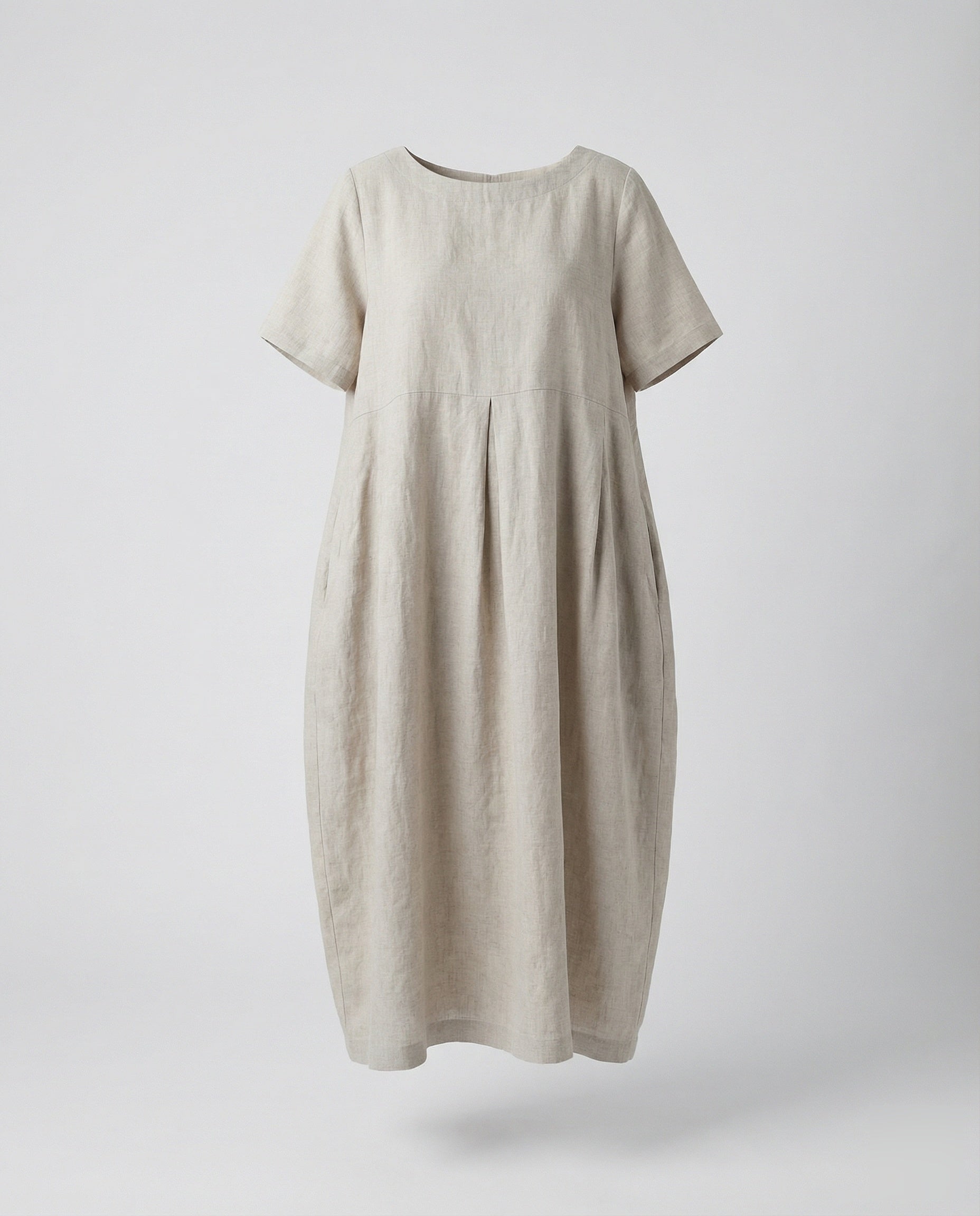 Robe Maxi en Lin avec Plis Avant Flottants pour Femmes