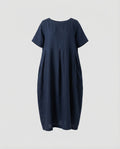 Robe Maxi en Lin avec Plis Avant Flottants pour Femmes