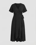 Robe portefeuille féminine à décolleté en V pour femmes