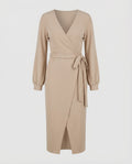 Robe midi en tricot fin pour femmes avec effet drapé