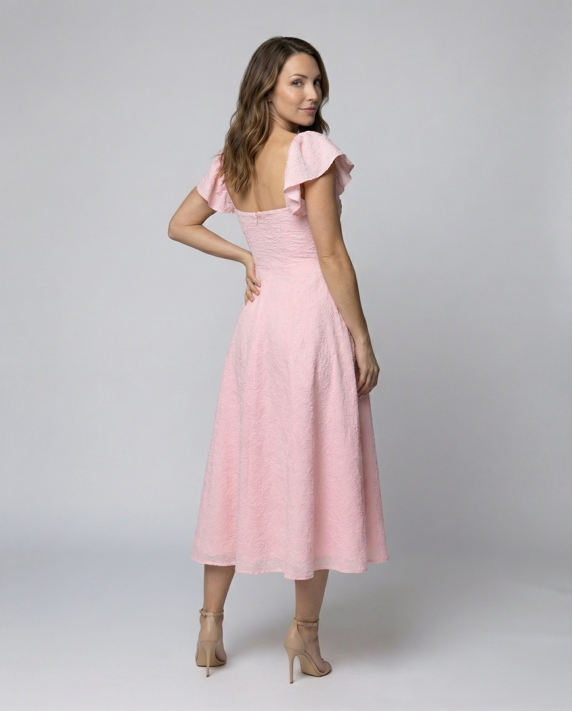 Robe midi femme avec jupe en jacquard
