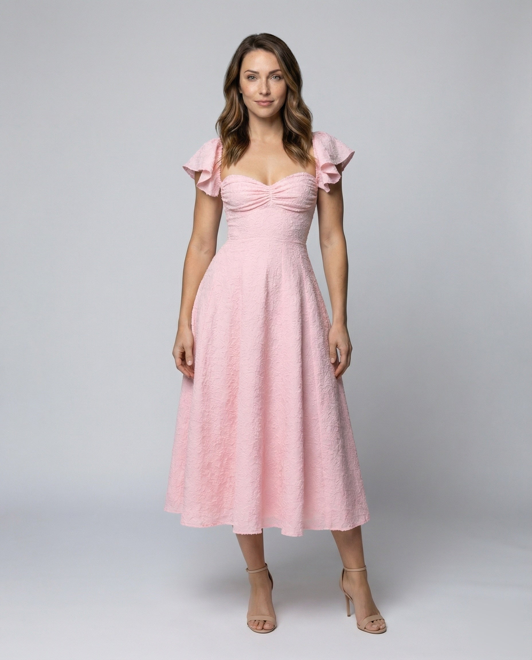 Robe midi femme avec jupe en jacquard