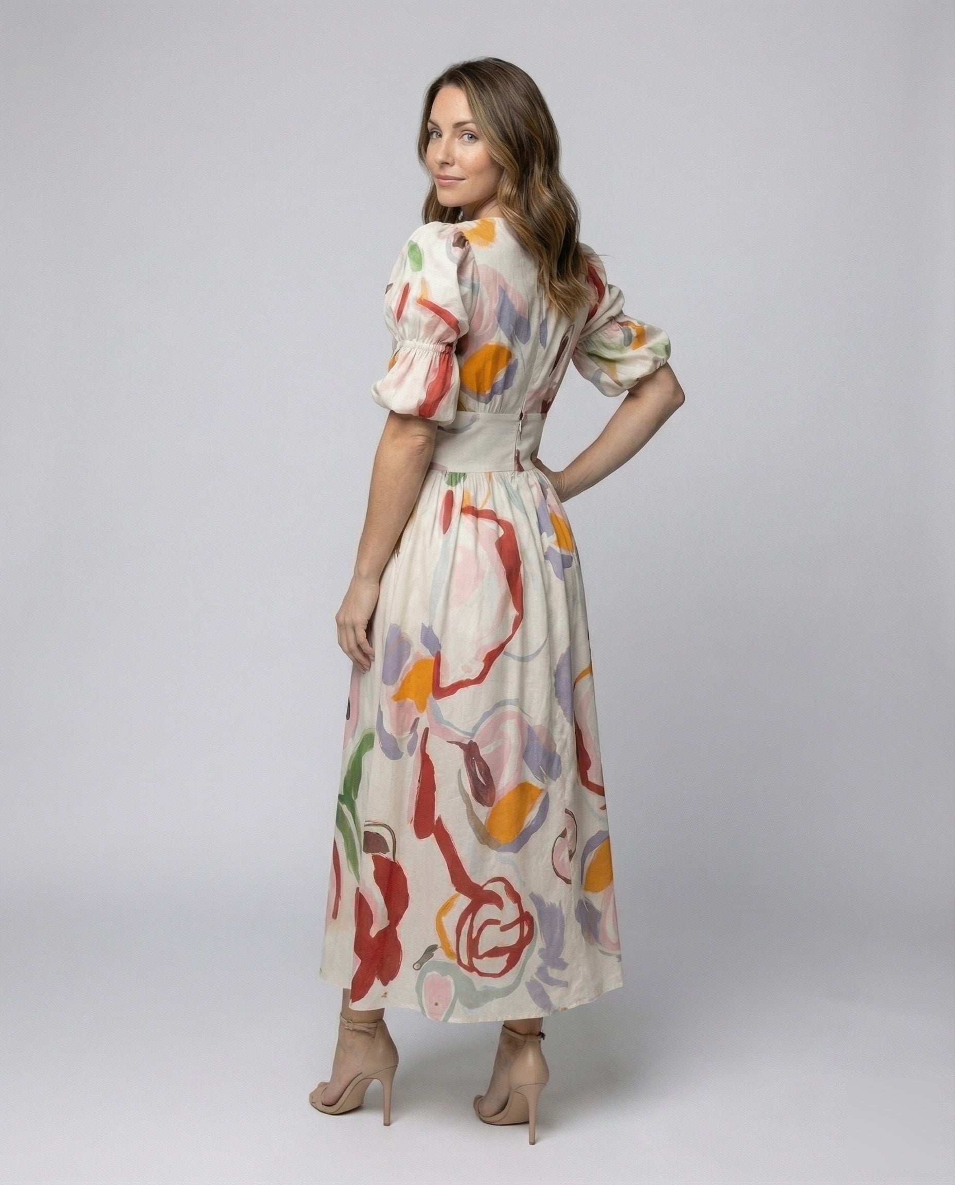 Robe à décolleté en V pour femmes avec taille corset