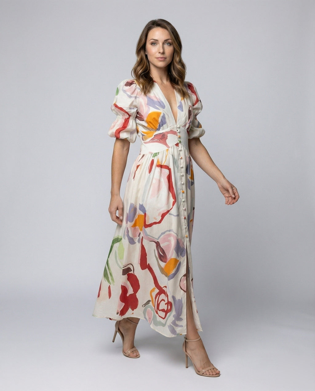 Robe à décolleté en V pour femmes avec taille corset