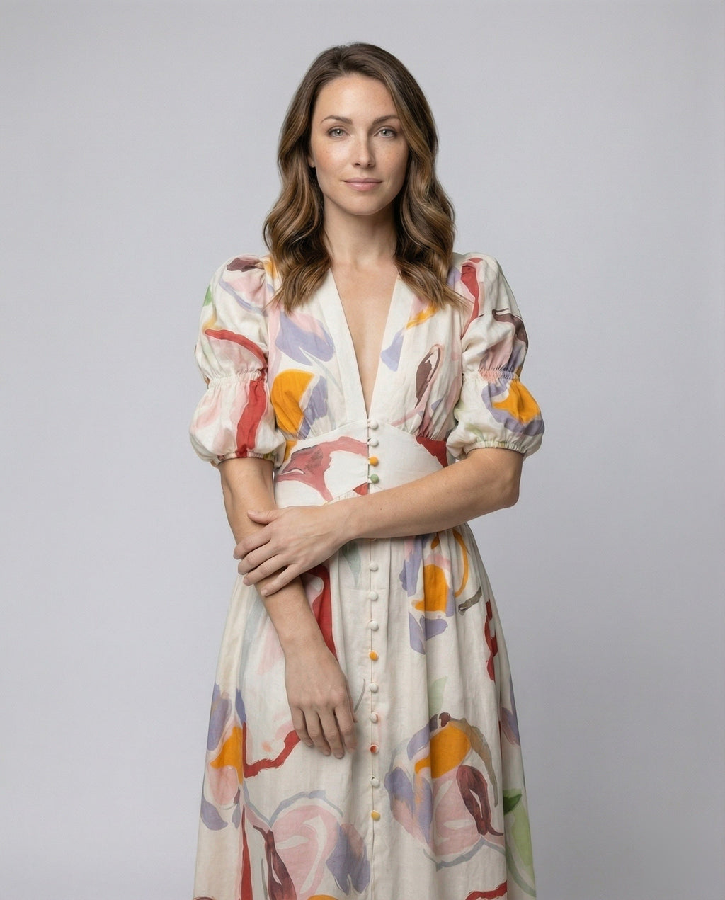 Robe à décolleté en V pour femmes avec taille corset