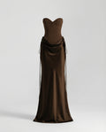 Robe maxi corset sans manches en satin pour femmes