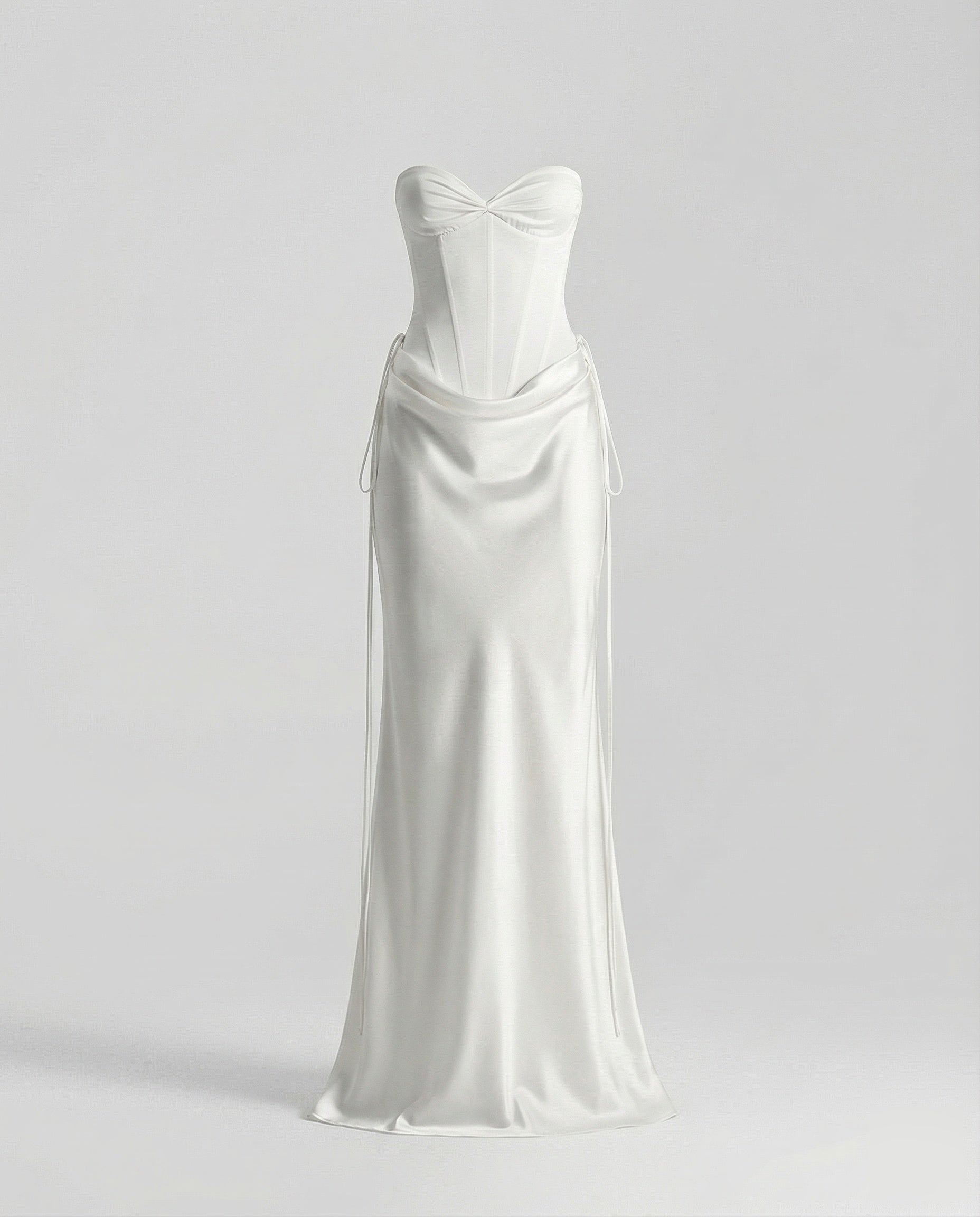 Robe maxi corset sans manches en satin pour femmes