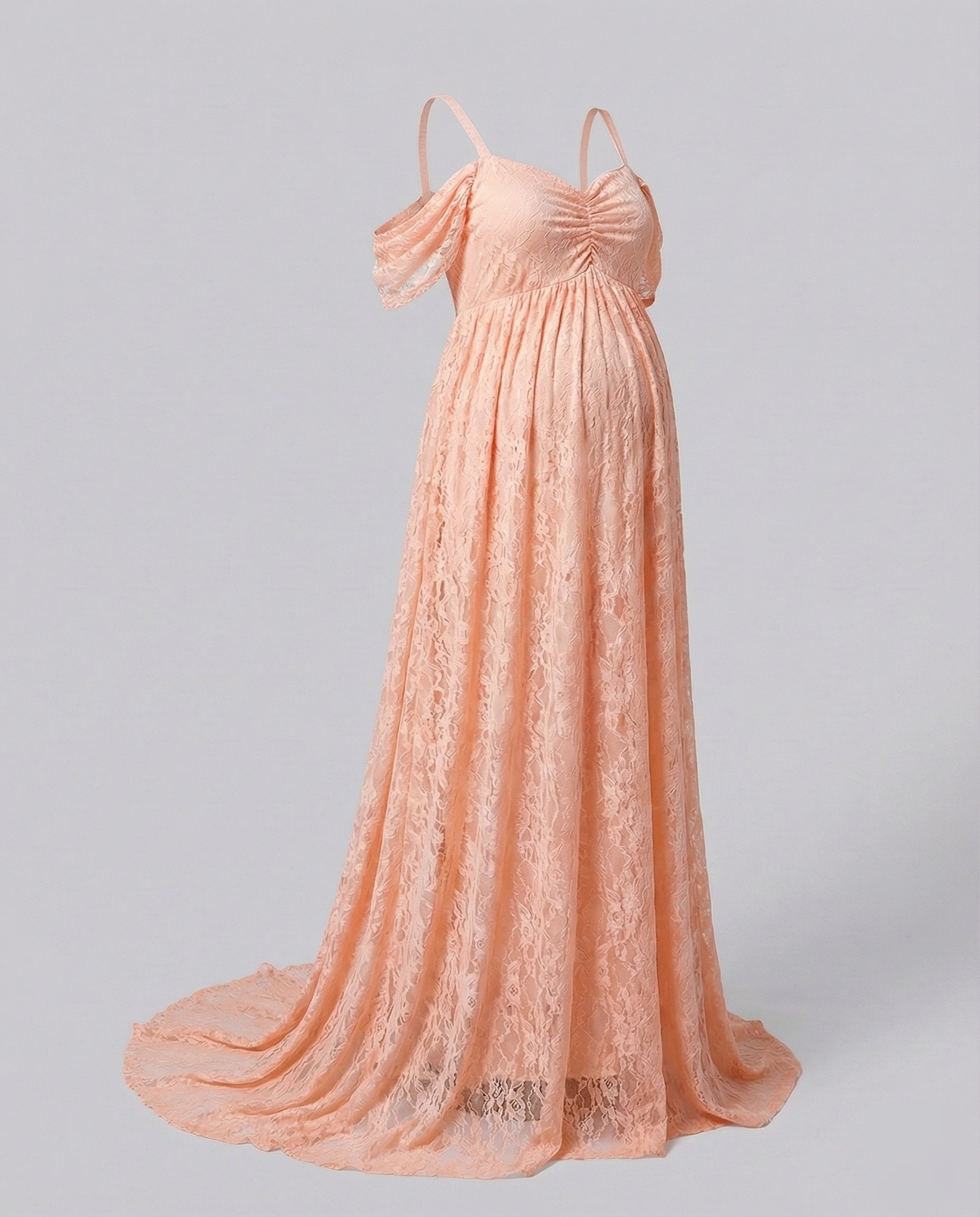 Robe maxi de grossesse en dentelle avec traîne