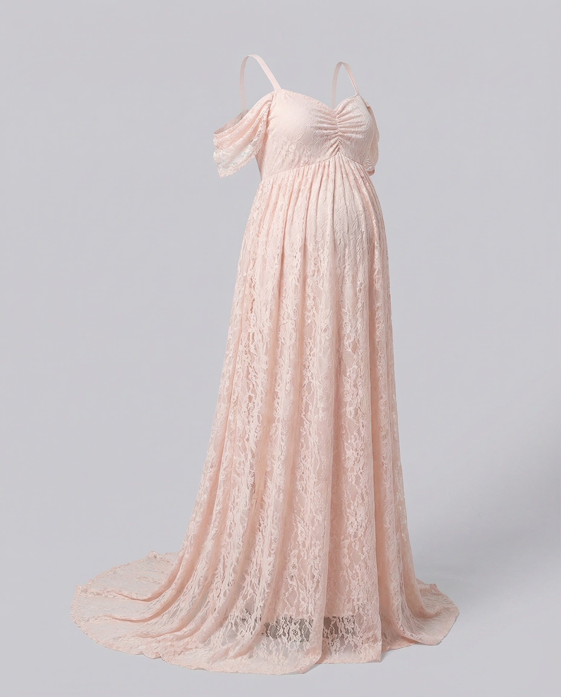 Robe maxi de grossesse en dentelle avec traîne