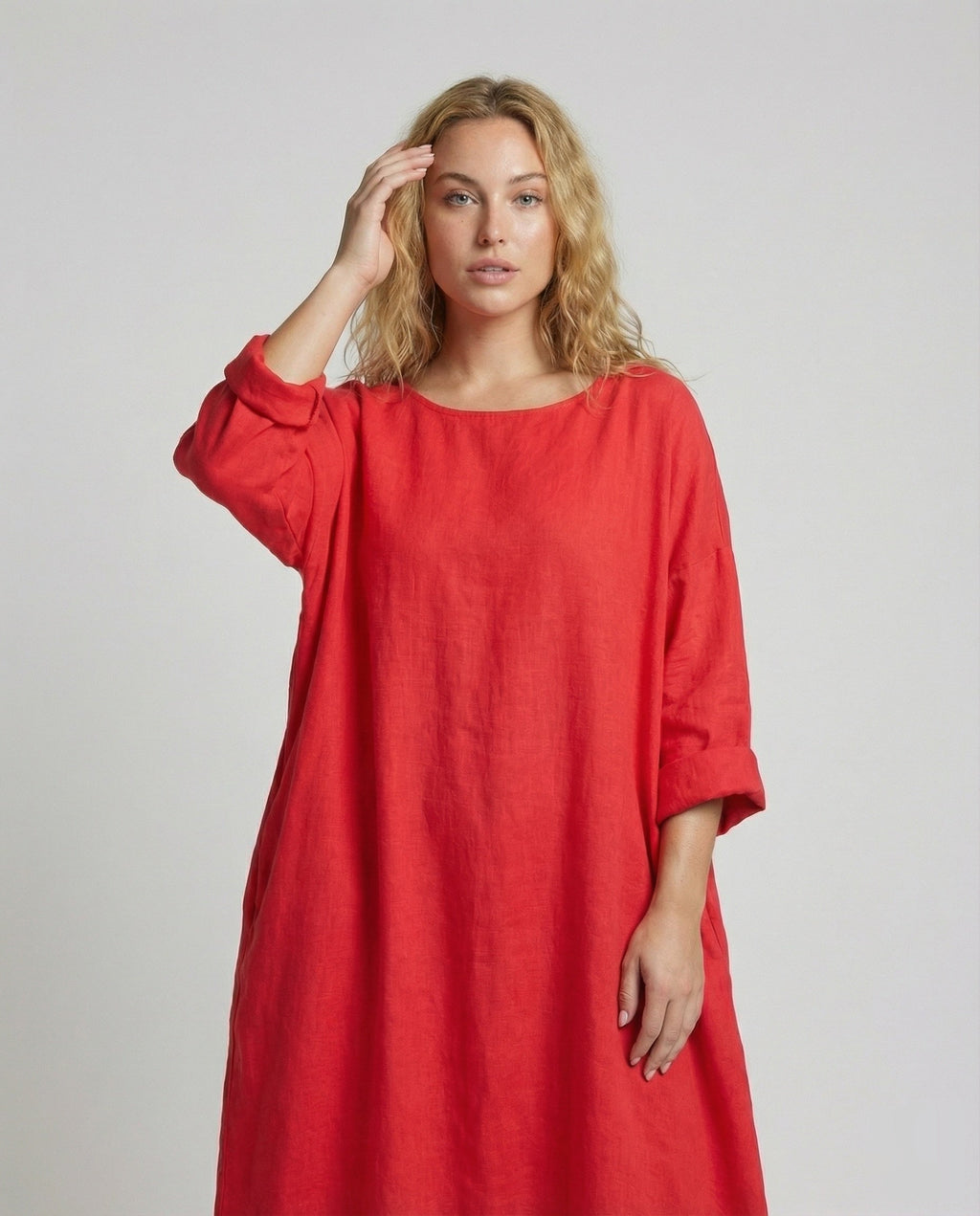 Robe longue en lin pour femmes avec ourlet en ballon