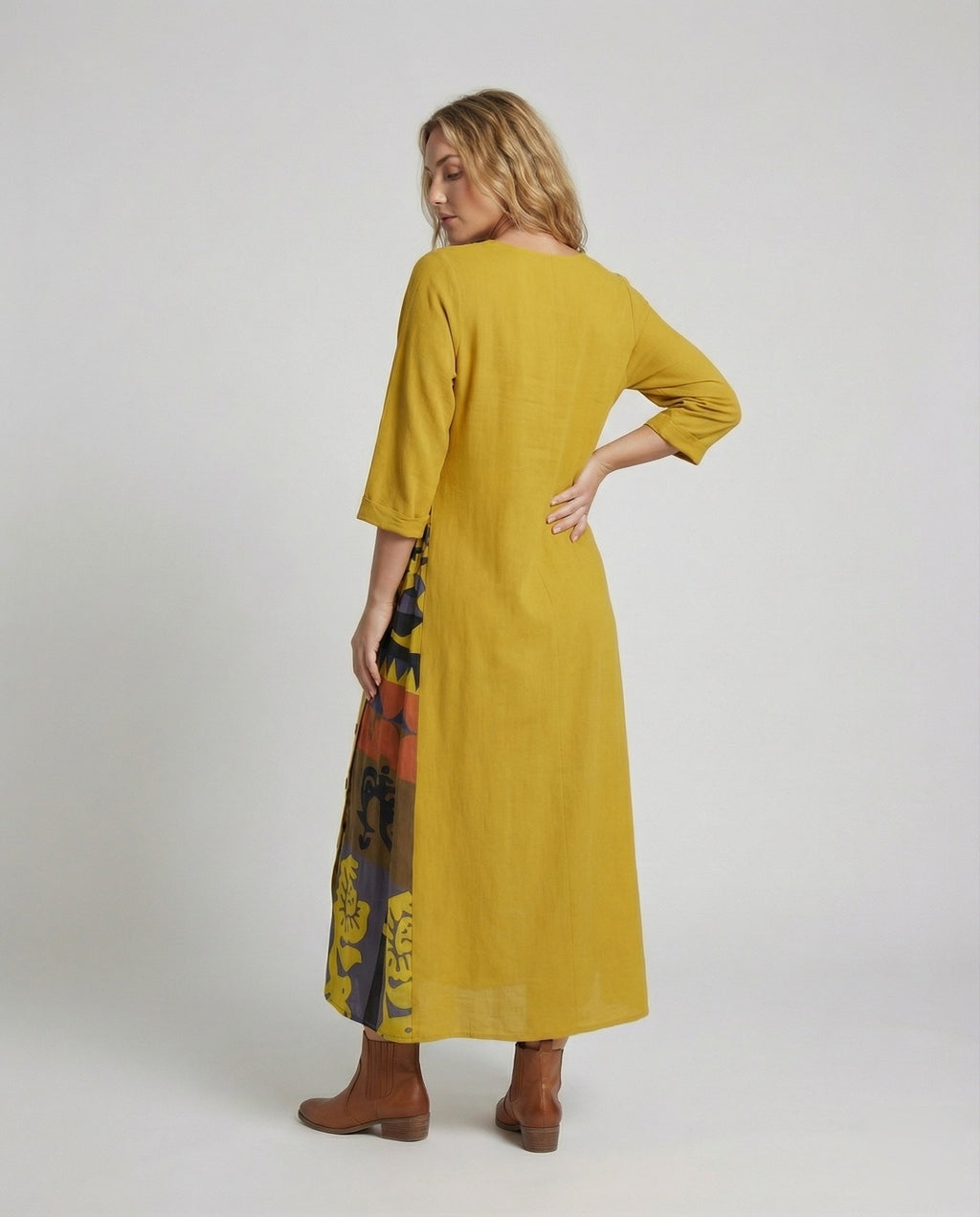 Robe maxi femme avec insert imprimé
