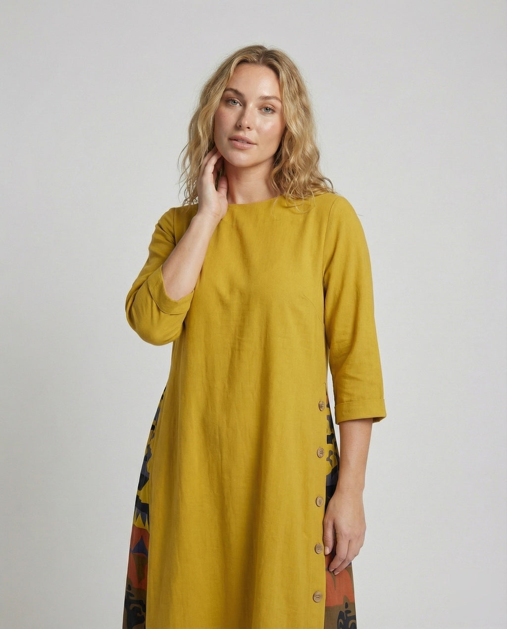 Robe maxi femme avec insert imprimé