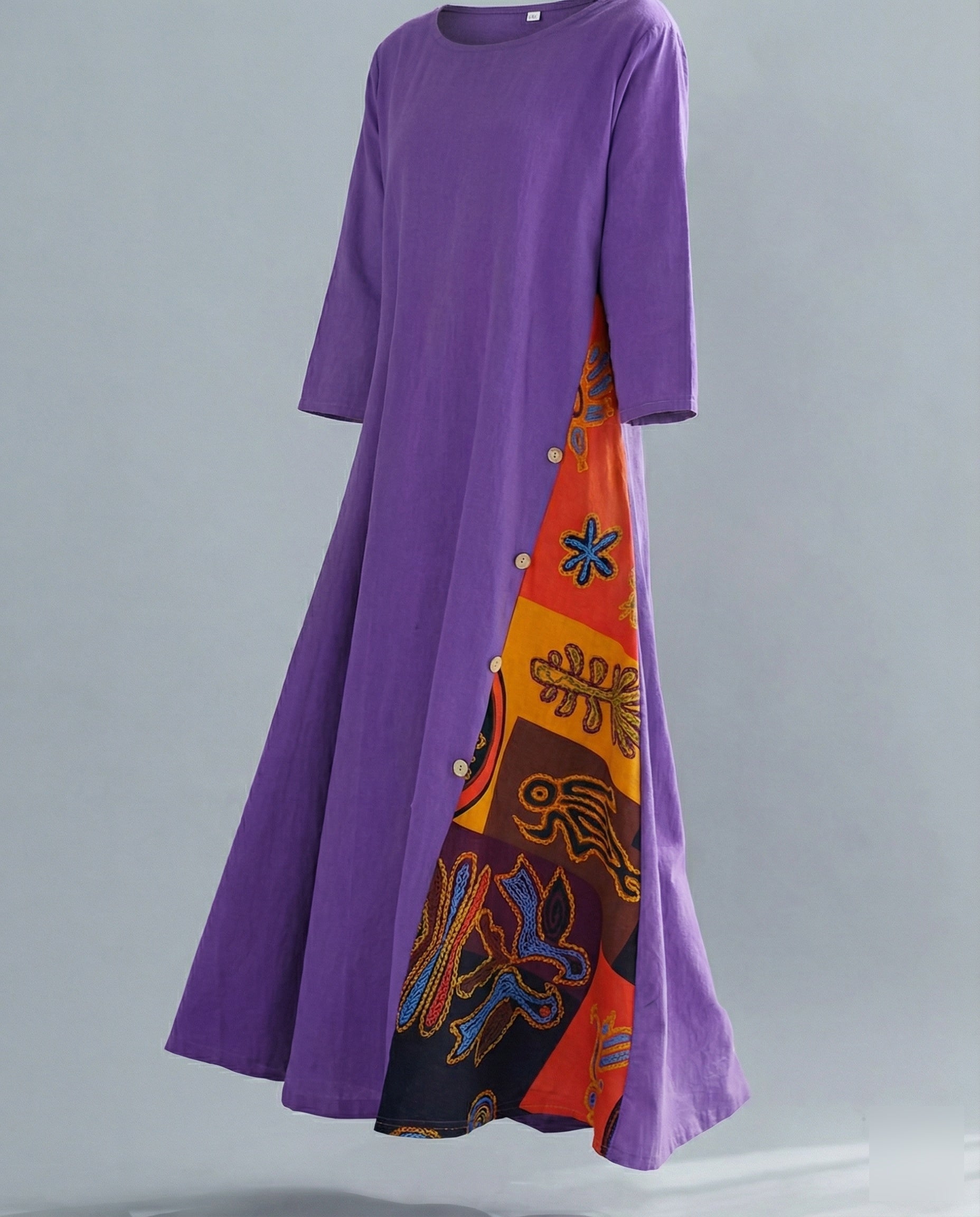 Robe maxi femme avec insert imprimé