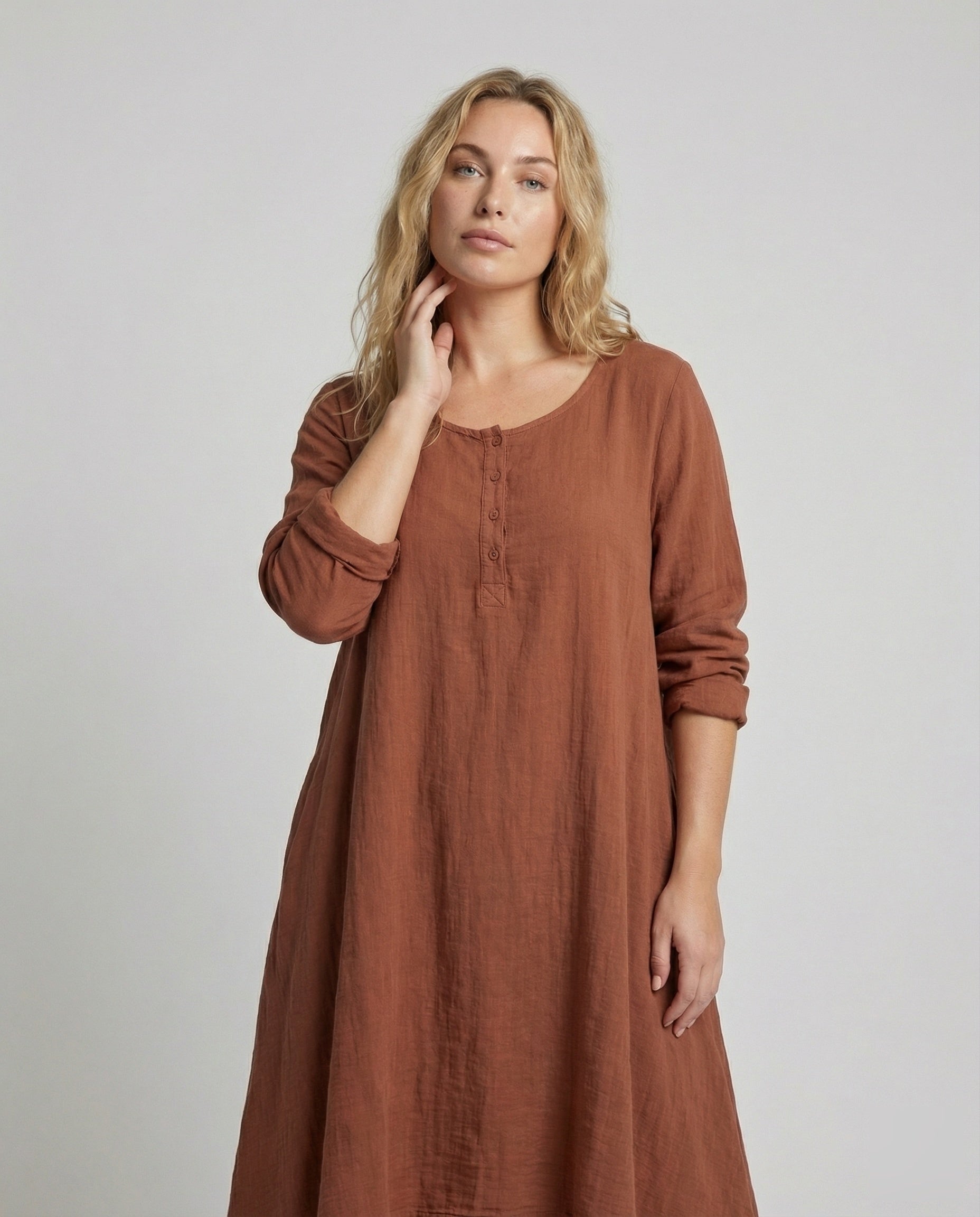 Robe maxi Boho à deux couches pour femmes en look lin