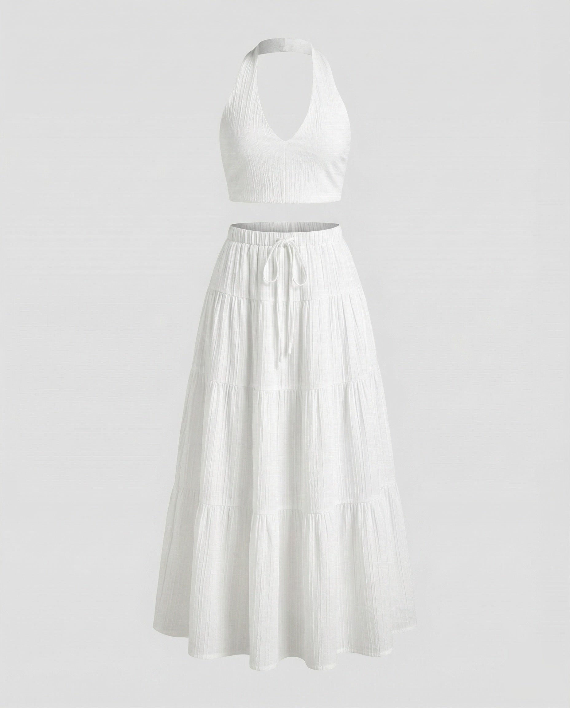 Ensemble taille haute pour femmes avec jupe maxi plissée