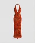 Robe maxi à dos nu pour femmes avec devant à œillets décoratifs
