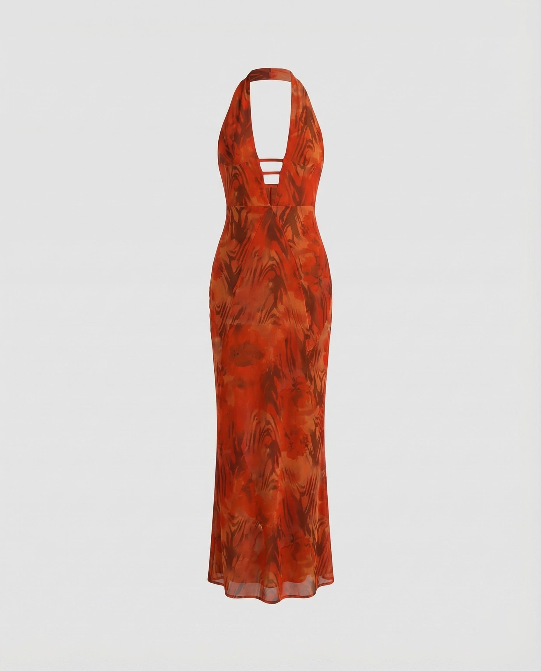 Robe maxi à dos nu pour femmes avec devant à œillets décoratifs