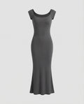 Robe maxi trompette pour femmes avec décolleté Carmen