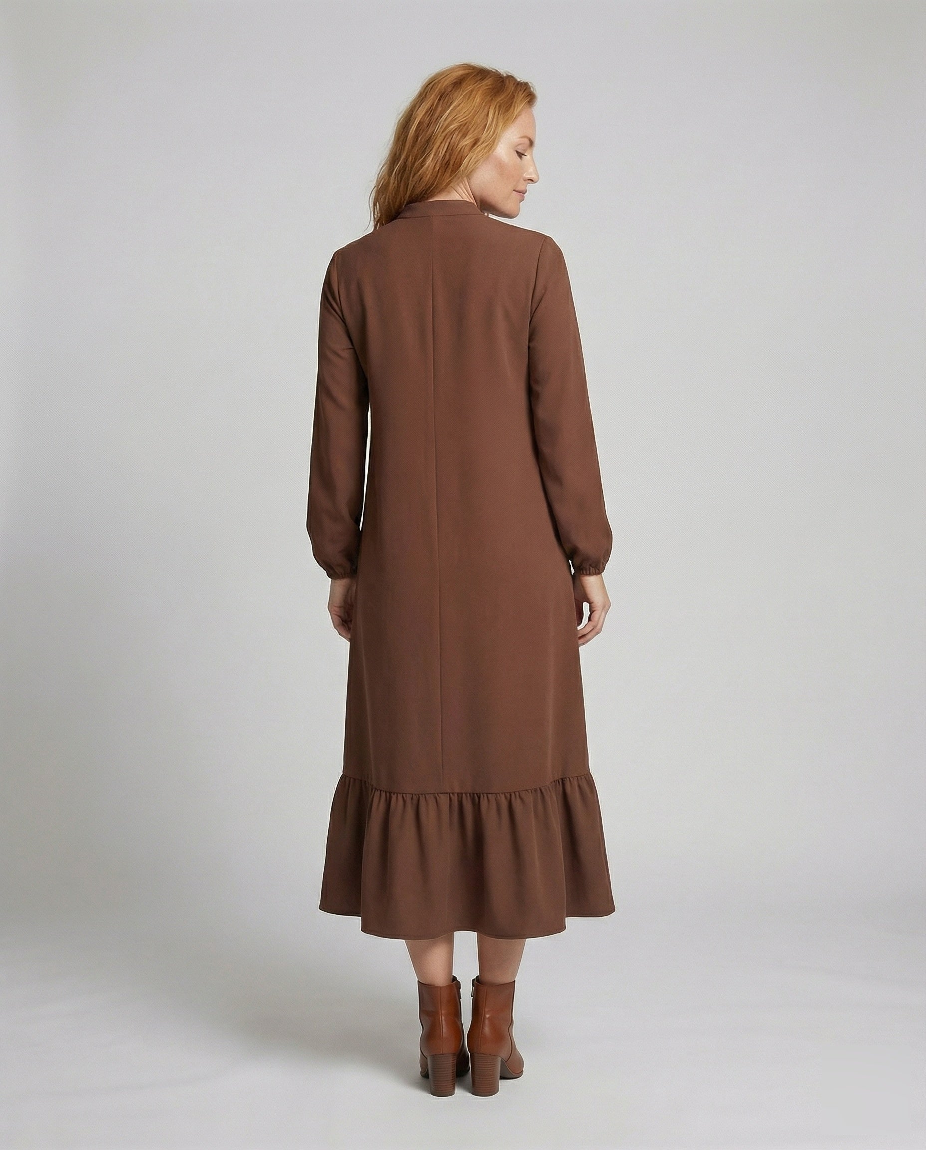 Robe maxi simple pour femmes avec volants