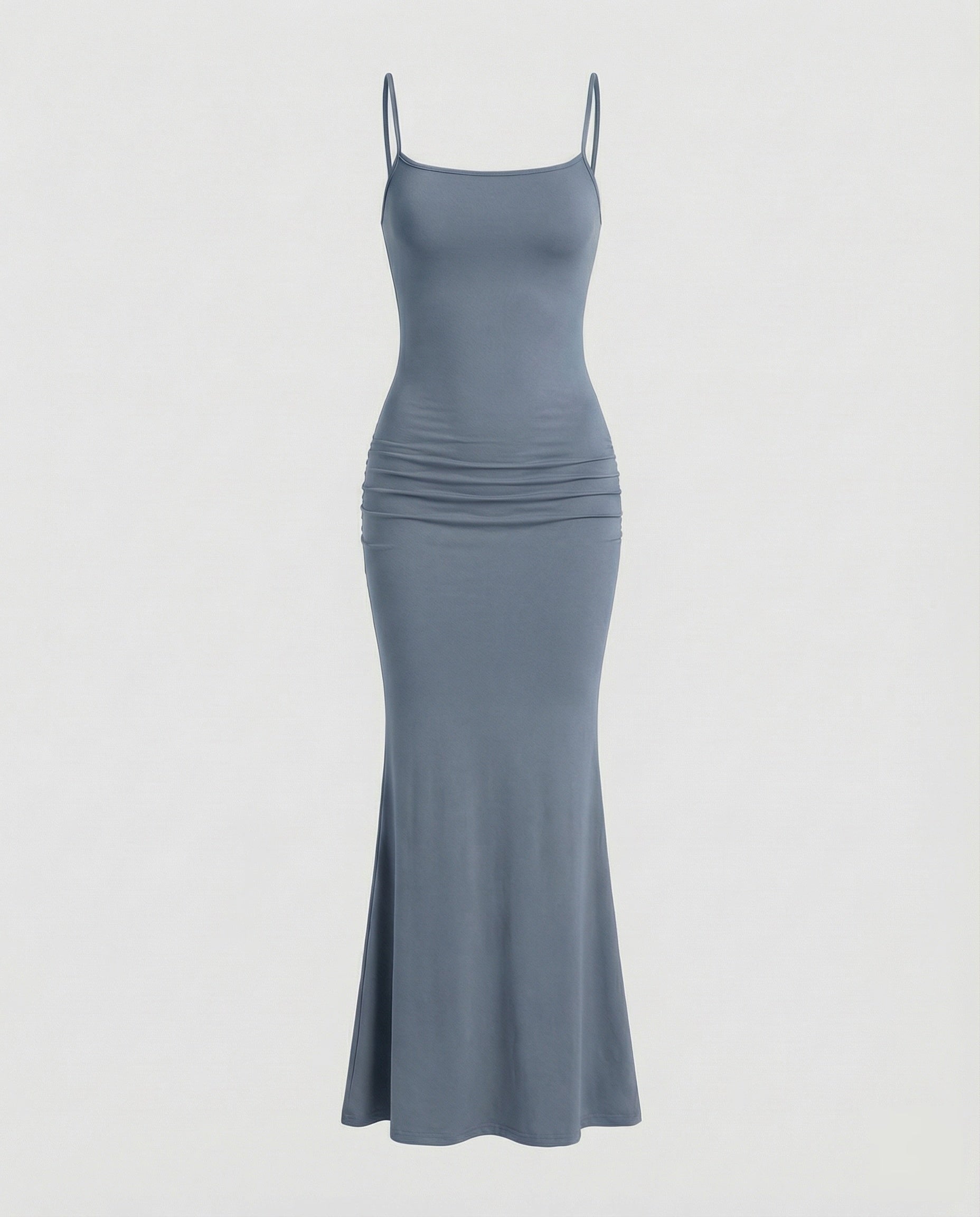 Robe maxi pour femmes avec décolleté carré et ourlet en trompette
